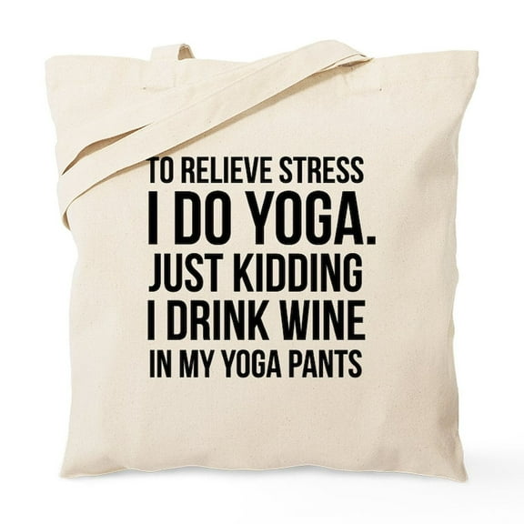CafePress - Yoga Stress Wine Tote Bag - Unisex Canvas Tote Bag, Beige, 1-Piece