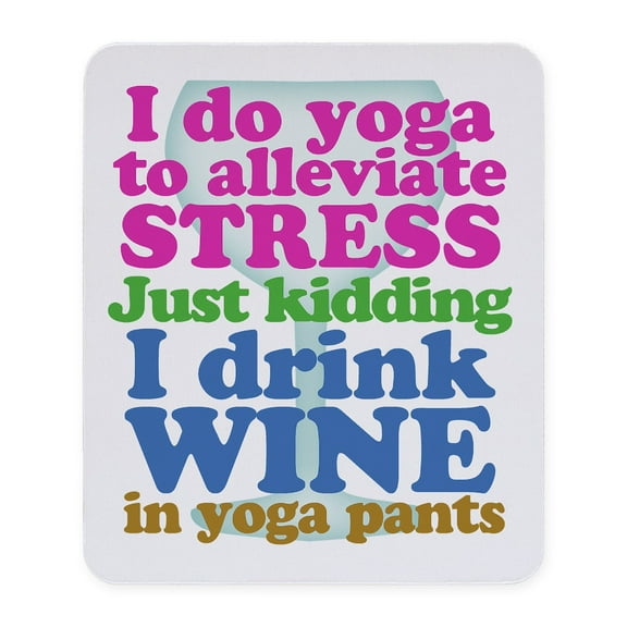 CafePress - Yoga Vs Wine Humor Mousepad - Non-slip Rubber Mousepad, Gaming Mouse Pad