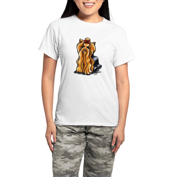 CafePress - Yorkie Classic Women's Light Pajamas - Women's Short Sleeve Print T-Shirt and Pants Light Cotton Pajama Set