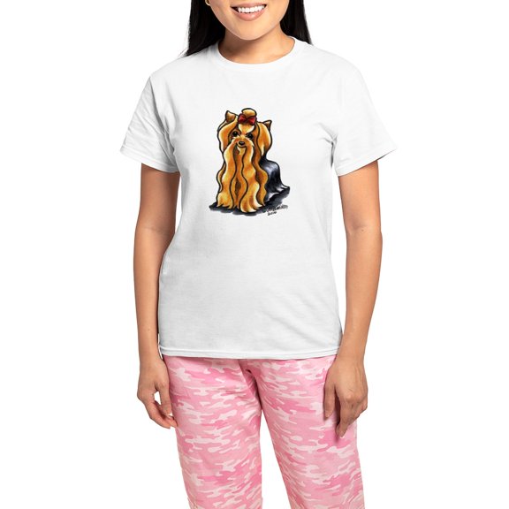 CafePress - Yorkie Classic Women's Light Pajamas - Women's Short Sleeve Print T-Shirt and Pants Light Cotton Pajama Set