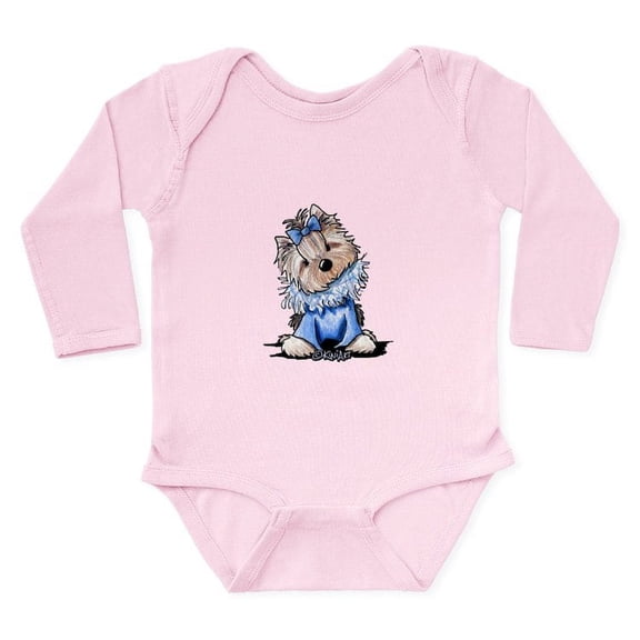 CafePress - Yorkie In Blue Long Sleeve Infant Bodysuit - Long Sleeve Cotton Baby Bodysuit