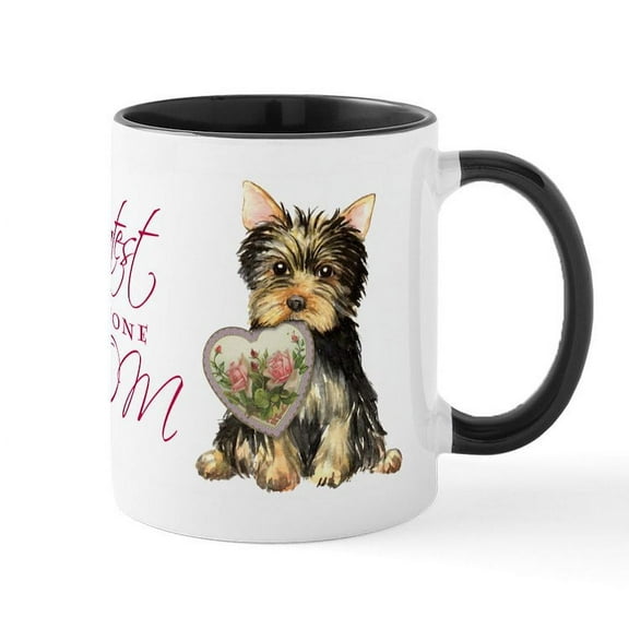 CafePress - Yorkie Mom Mug - 11 oz Ceramic Mug - Novelty Coffee Tea Cup
