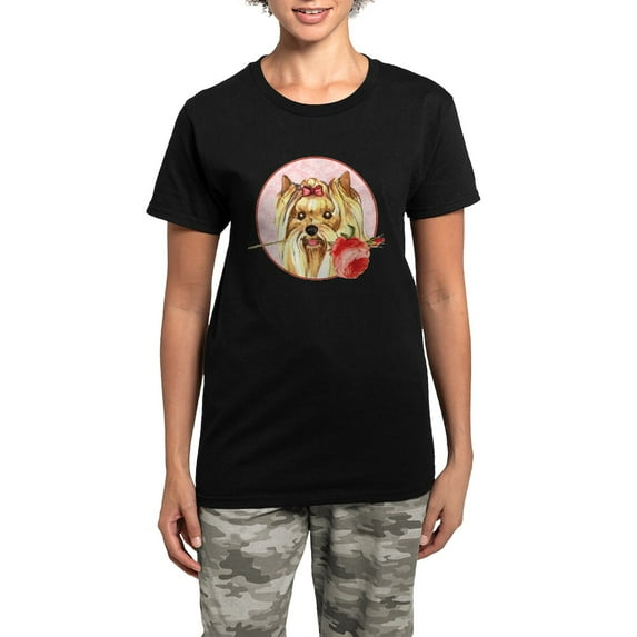 CafePress - Yorkie Rose Women's Dark Pajamas - Women's Short Sleeve Print T-Shirt and Pants Dark Cotton Pajama Set