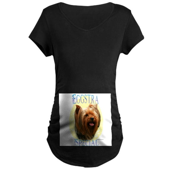 CafePress - Yorkieeggstra Women's Maternity T Shirt - Maternity Dark T-Shirt