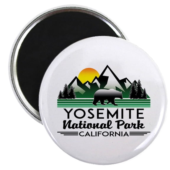 CafePress - Yosemite National Park California Bear Nat Magnets - 2.25" Round Magnet, Refrigerator Magnet, Button Magnet Style