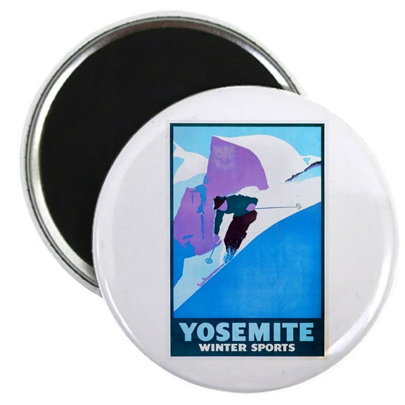 CafePress - Yosemite Travel Poster 1 Magnet - 2.25" Round Magnet, Refrigerator Magnet, Button Magnet Style