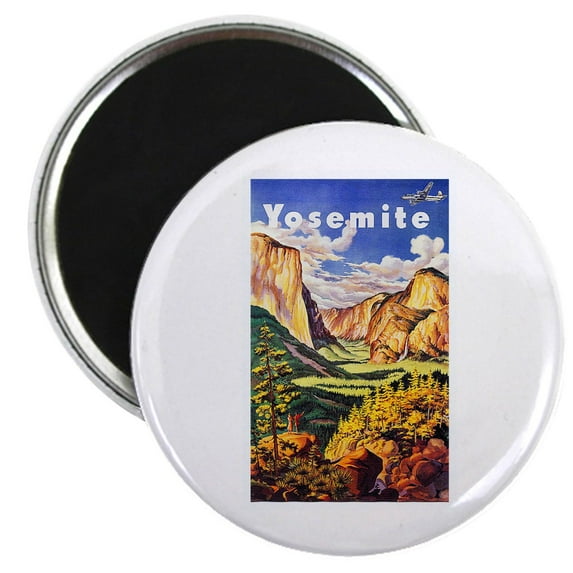 CafePress - Yosemite Travel Poster 2 Magnet - 2.25" Round Magnet, Refrigerator Magnet, Button Magnet Style
