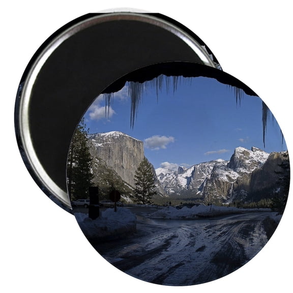 CafePress - Yosemite's Famous Tunnel View From The Act Magnets - 2.25" Round Magnet, Refrigerator Magnet, Button Magnet Style