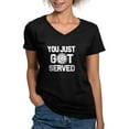 thumbnail image 1 of CafePress - You Just Got Served Funny Volleyball Shirt Women - Women's V-Neck Dark T-Shirt, 1 of 4