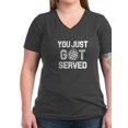 thumbnail image 1 of CafePress - You Just Got Served Funny Volleyball Shirt Women - Women's V-Neck Dark T-Shirt, 1 of 1