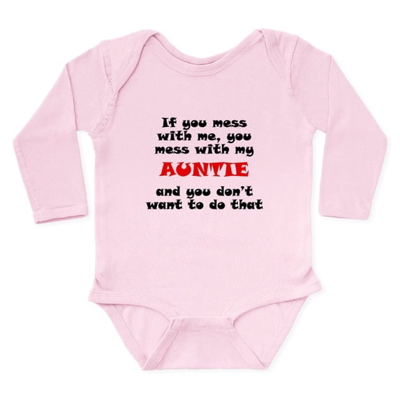 CafePress - You Mess With My Auntie Body Suit - Long Sleeve Cotton Baby Bodysuit