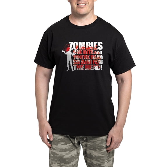 CafePress - ZOMBIES: ONE BITE AND YOUR DEAD AIM FOR THE HEAD M - Men's Dark Loose Fit Cotton Pajama Set
