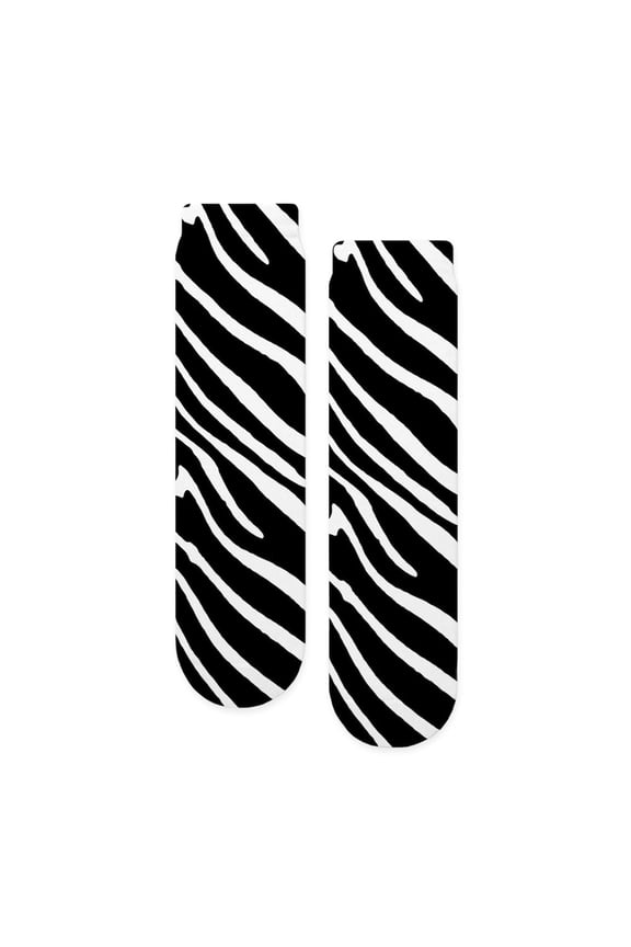 - Zebra Striped Pattern - Unisex Novelty Printed Crew Adult Socks
