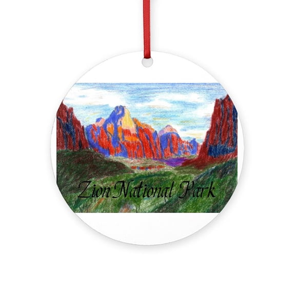 CafePress - Zion: Down Canyon - Round Wood Ornament 4"