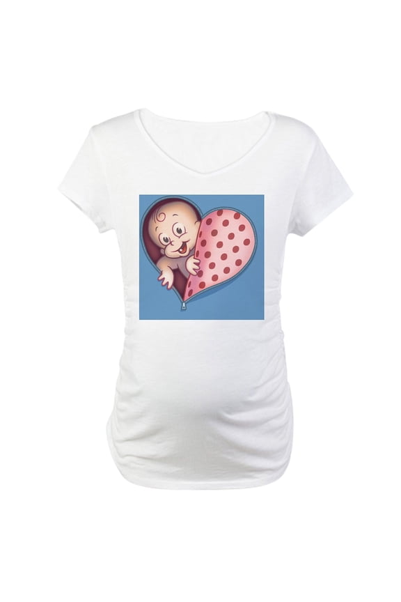 - Zip Heart Womb Pnk BUT Maternity T Shirt - Cotton Maternity T-shirt, Cute & Funny Pregnancy Tee