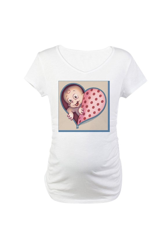 - Zip Heart Womb Pnk PLLO Maternity T Shirt - Cotton Maternity T-shirt, Cute & Funny Pregnancy Tee