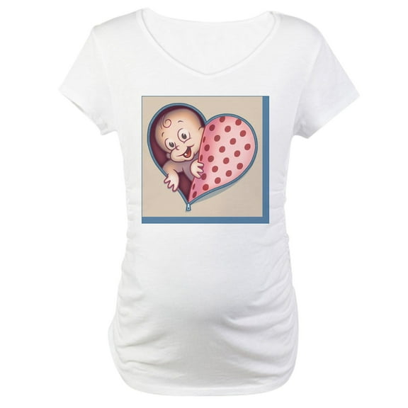 CafePress - Zip Heart Womb Pnk TIL Maternity T Shirt - Cotton Maternity T-shirt, Cute & Funny Pregnancy Tee