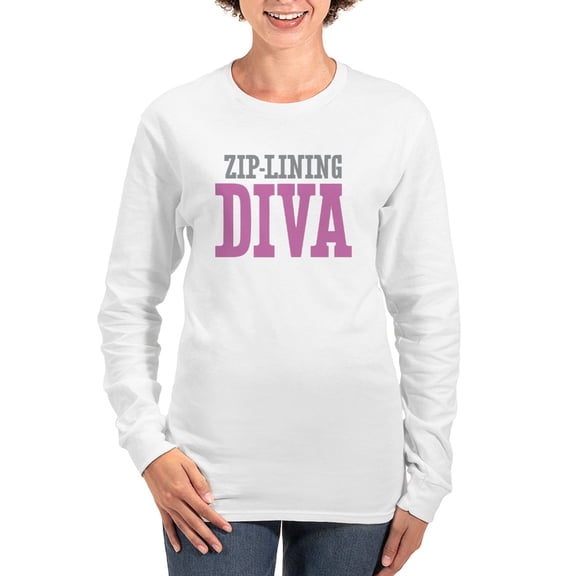 CafePress - Zip Lining DIVA Long Sleeve T Shirt - Women's Long Sleeve Graphic Casual T-Shirt