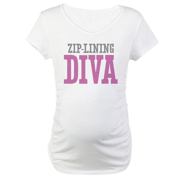 CafePress - Zip Lining DIVA Maternity T Shirt - Cotton Maternity T-shirt, Cute & Funny Pregnancy Tee