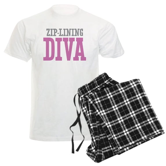 CafePress - Zip Lining DIVA Men's Light Pajamas - Men's Light Loose Fit Cotton Pajama Set
