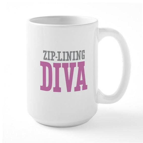 CafePress - Zip Lining DIVA Mugs - 15 oz Ceramic Large White Novelty Mug