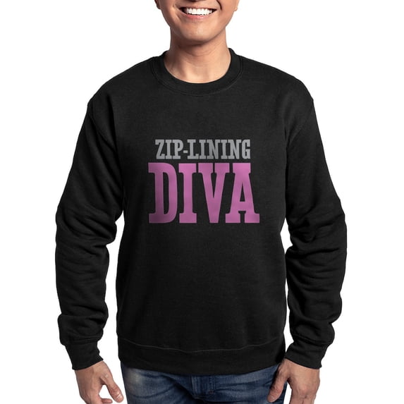 CafePress - Zip Lining DIVA Sweatshirt (Dark) - Classic Crew Neck Sweatshirt