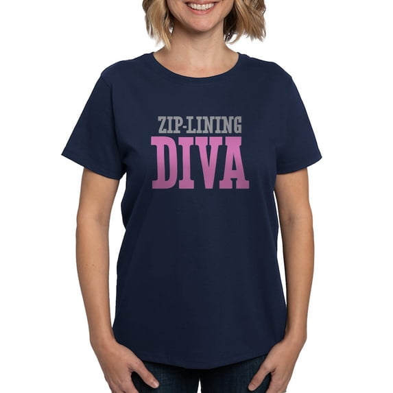 CafePress - Zip Lining DIVA T Shirt - Women's Traditional Fit Dark T-Shirt