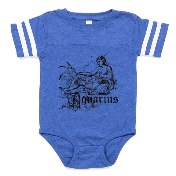 CafePress - Zodiac Distressed Aquarius_Wh Baby Football Bodysu - Cute Infant Baby Football Bodysuit