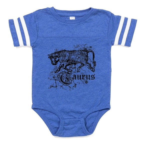 CafePress - Zodiac Distressed Taurus_Bl - Cute Infant Baby Football Bodysuit