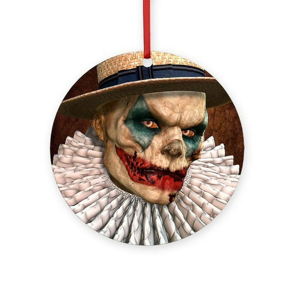 CafePress - Zombie Clown -  Round Wood Ornament 4"