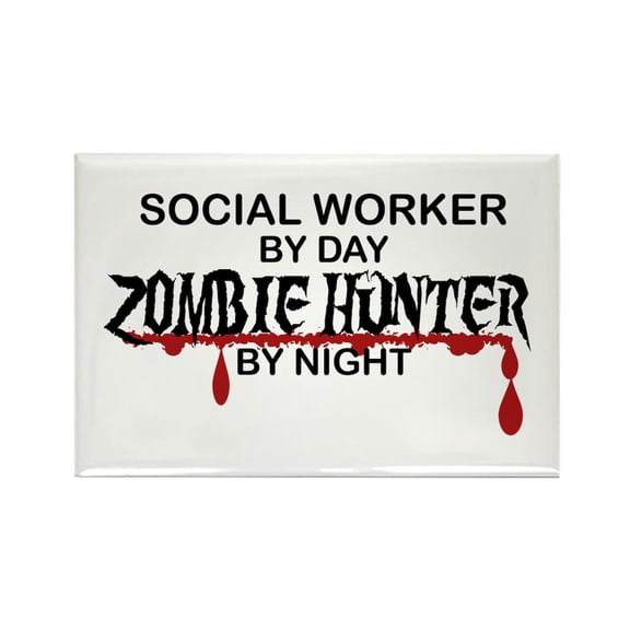CafePress - Zombie Hunter Social Worker - Rectangle Magnet, 2"x3" Refrigerator Magnet