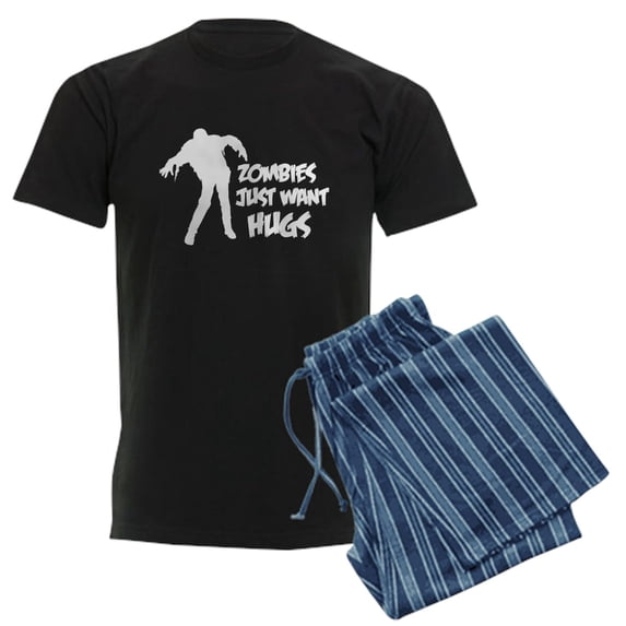 CafePress - Zombies Just Want Hugs Men's Dark Pajamas - Men's Dark Loose Fit Cotton Pajama Set