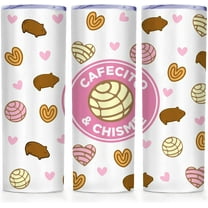Cafecito & Chisme Cup 20 Oz with Lid,Double Wall Skinny Tumblers,Reusable Stainless Steel Mug Funny Cute Pattern Coffee Mexican Tumbler,Valentine''s Day,Gift for Women,Heart Pig Figure