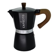 Cafecito Espresso Coffee Moka Pot Stovetop Espresso Maker 6 Cup - 10 oz, Black - Classic Italian and Cuban Coffee Maker Greca Coffee Maker Brewer Percolator
