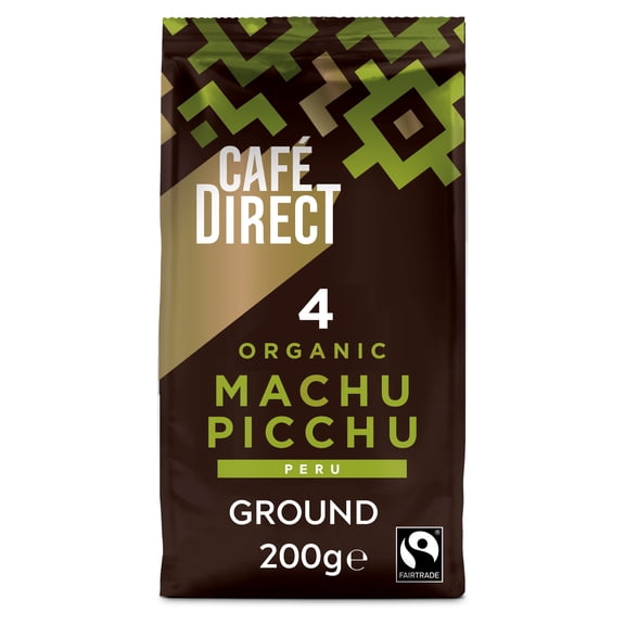 Cafedirect Organic Machu Picchu Ground Coffee 200g, Imported from Britain