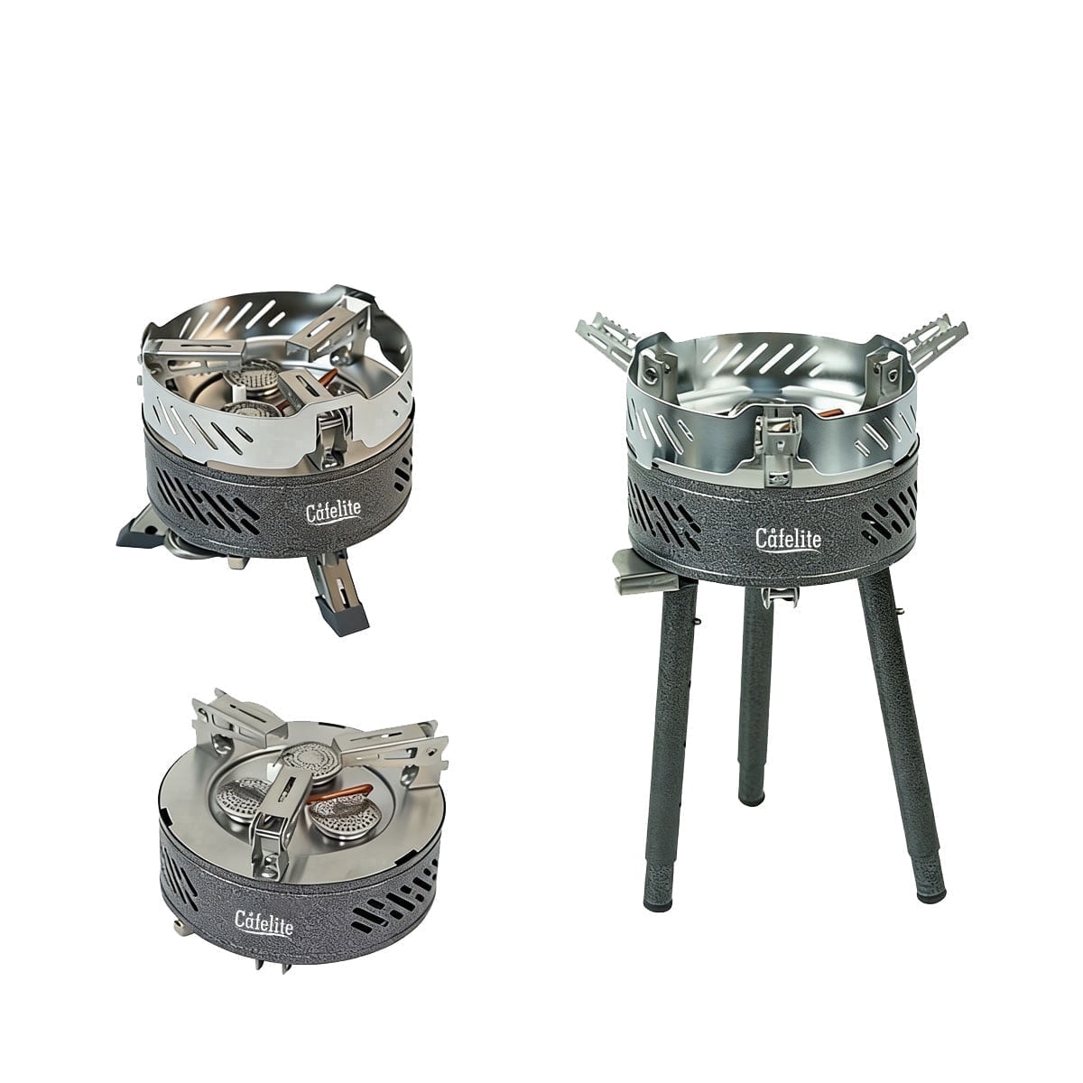 Cafelite 8500W Camping Gas Stove with Windshield, Portable 3-Burner Backpacking Stove, Propane & Butane Compatible Outdoor Cooking Burner with Carry Bag for Camping, Hiking and BBQ