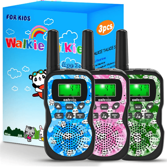 Caferria Walkie Talkies for Kids, 3 Pack Kids Walkie Talkies with 2 Way Radio, 3 KM Long Range, Toy for Boy Girl 3-15 Years Old