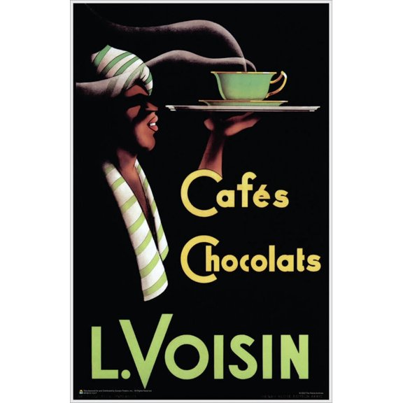 Cafes Chocolats L. Voisin 1935 - Vintage Ad Mini Poster 11.5" x 17.5" - Laminated