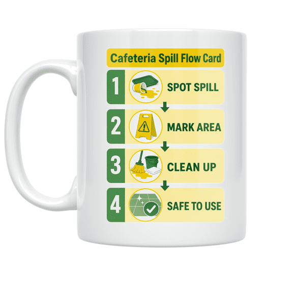 Cafeteria Spill Flow Card Design - Office Worker - 11 oz Ceramic Coffee Mug