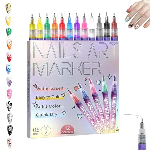Cafeteriap exclaifmula 12 colors nail art pens set 2025 new diy nail
