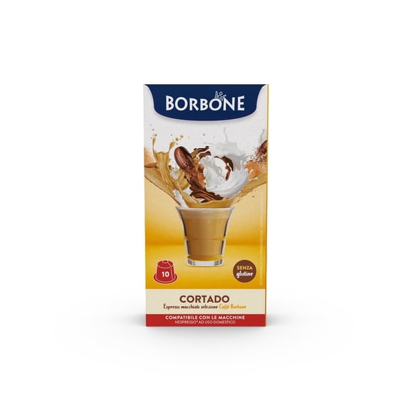 Caff Borbone Cortado - Macchiato Flavored Coffee Drink, Nespresso* Compatible Capsules