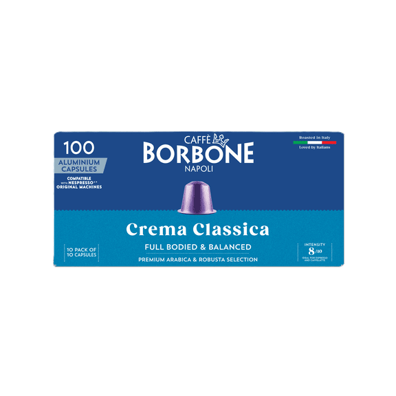 Caff Borbone Crema Classica Medium Roast Aluminum Espresso Pods, Nespresso Original Compatible, 100 Count