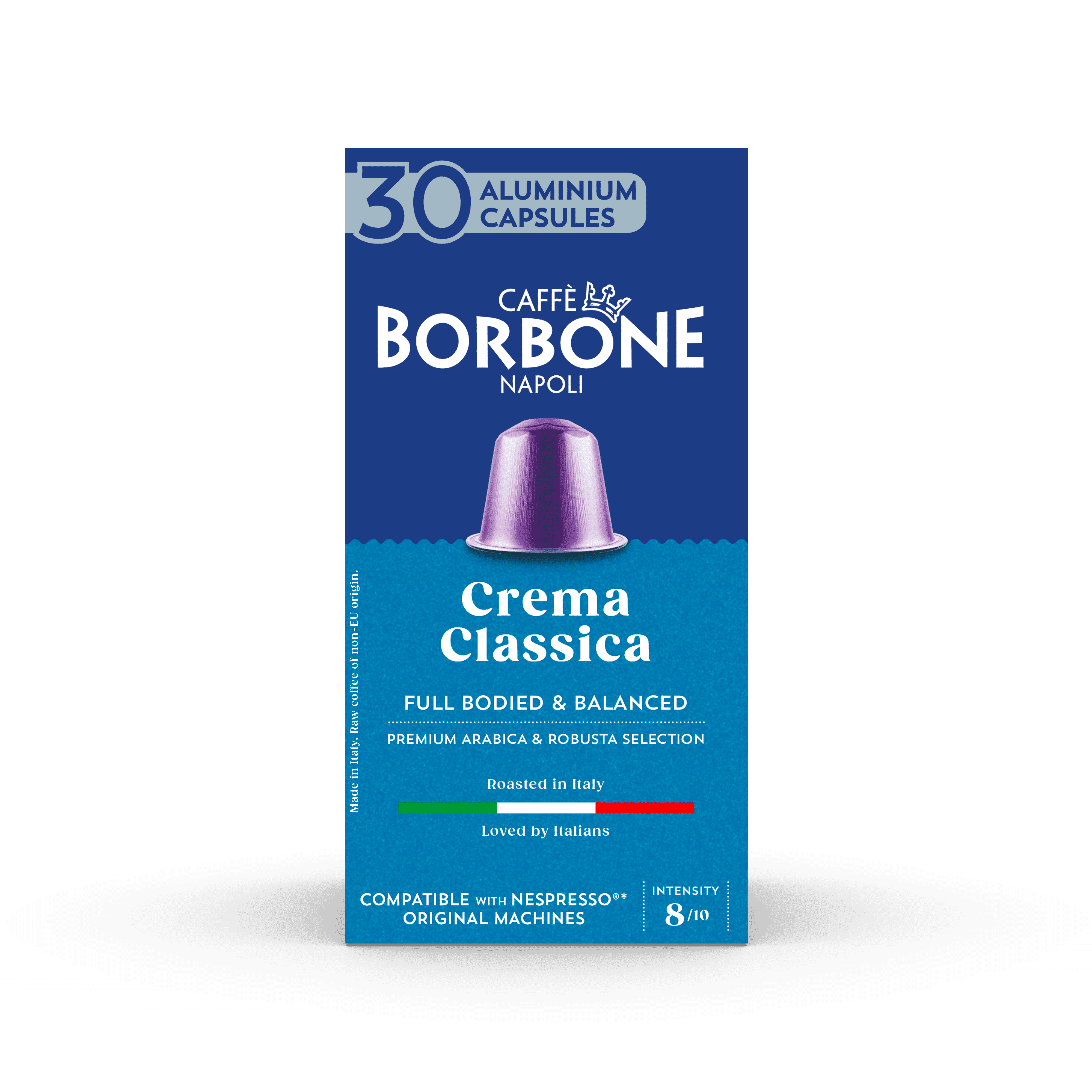 Caffè Borbone Crema Classica Medium Roast Aluminum Espresso Pods, Nespresso Original Compatible, 30 Count
