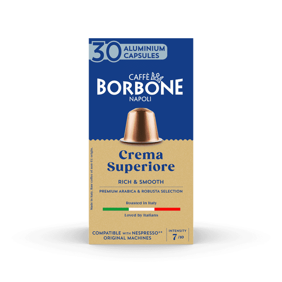 Caff Borbone Crema Superiore, Medium Roast, Aluminum Coffee Pods, Compatible with Nespresso Original Machines, 10 Count