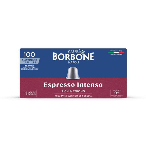 Caff Borbone Espresso Intenso Dark Roast Nespresso Compatible Aluminum Coffee Pods - 100 Count (10 packs of 10)