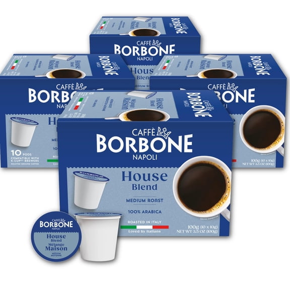 Caff Borbone House Blend Coffee (40 Count) Medium Roast, 100% Arabica, Roasted in Italy with Rich and Smooth Taste Single Serve Coffee Pods Compatible with K-Cup Brewers