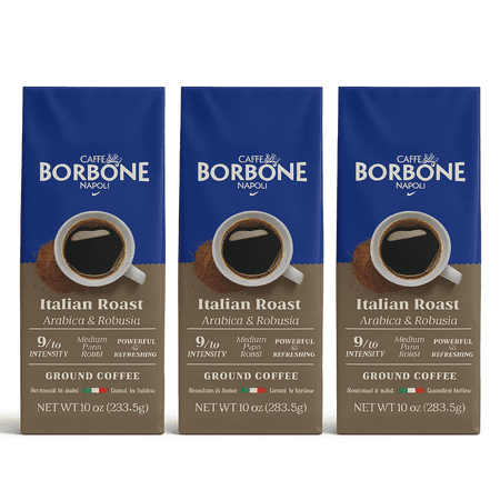 Caffè Borbone Italian Roast Blend, Medium Roast Ground Coffee, 10 oz bag (3 Pack)