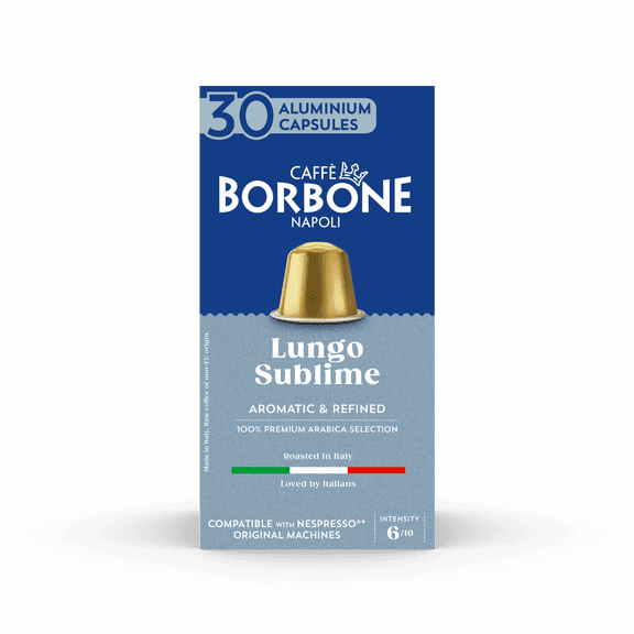 Caff Borbone Lungo Sublime Medium Roast Nespresso Compatible Aluminum Coffee Pods - 30 Count