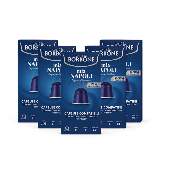 Caff Borbone Mia Napoli Aluminum Capsules Compatible with Nespresso Original Machines, Medium Roast, 50 Count