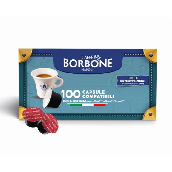 Caff Borbone Miscela Rossa Medium Roast Coffee Capsules for Lavazza Blue Machine, 100 count